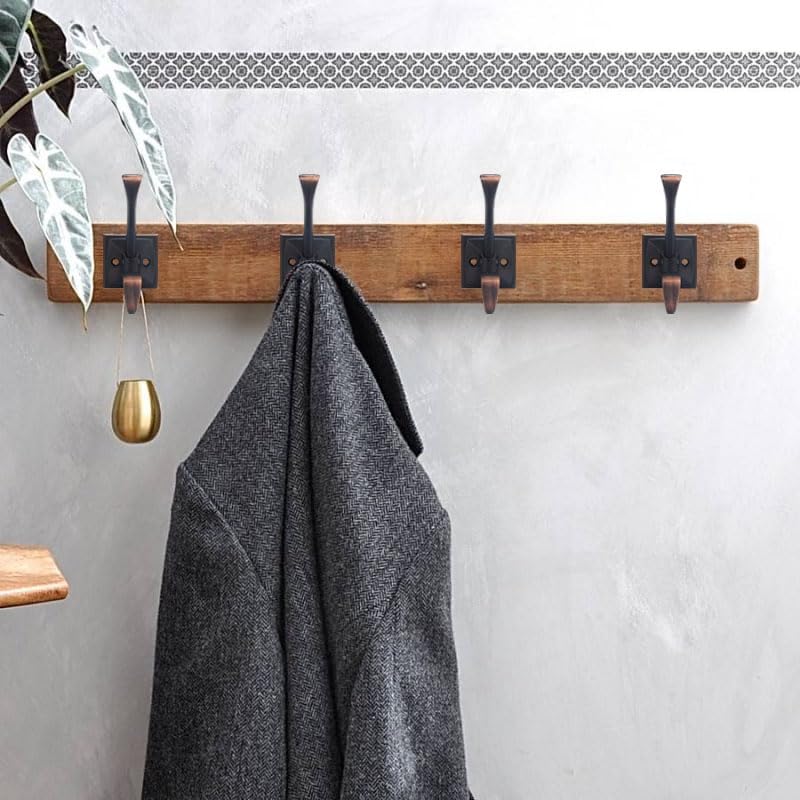 10 Pack Decorative Heavy Duty Towel Hooks for Hanging Robe Double Oil Rubbed Bronze Coat Hooks Wall Mounted with Screws for Key, Towel, Bags, Cup, Hat - Image 5