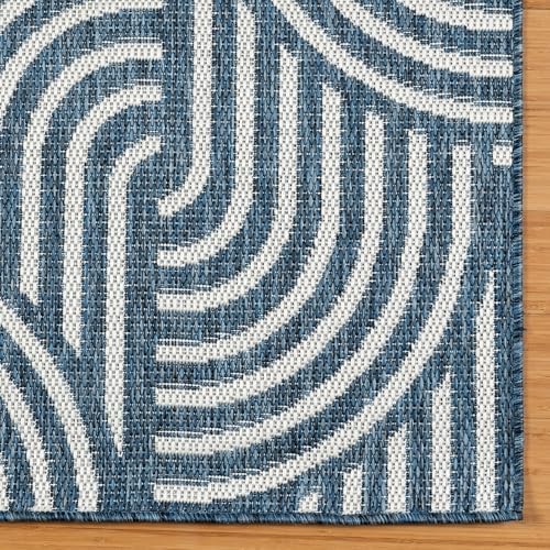 Gertmenian Indoor Outdoor Modern Area Rug - 5x7 Standard, Fade Resistant, Ideal for High Traffic in Living Room, Bedroom, Patio - Geometric, Dk. Blue, 25525 - Image 3