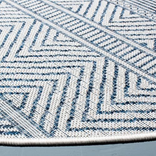 SAFAVIEH Washable Rug Outdoor Courtyard Collection - 5'3" Round, Ivory & Navy, Non-Shedding & Easy Cleaning, Ideal for Patio, Backyard, Mudroom (CY8196-53412) - Image 3