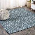 Eyely Moroccan Textured Weave Square Rug 5X5 Teal/Gray, Indoor Outdoor Rug by eyely
