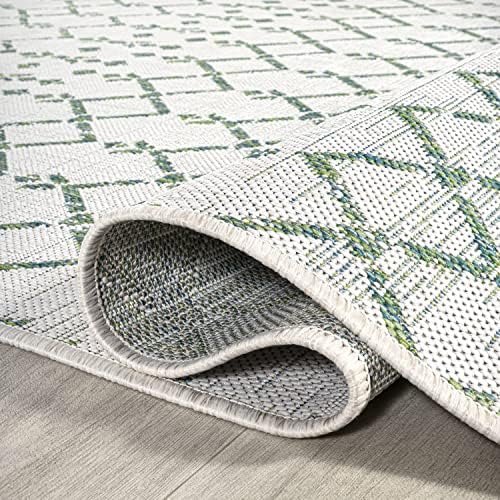 Eyely Moroccan Textured Weave Area Rug 5X8 Green/Ivory, Indoor Outdoor Rug - Image 7