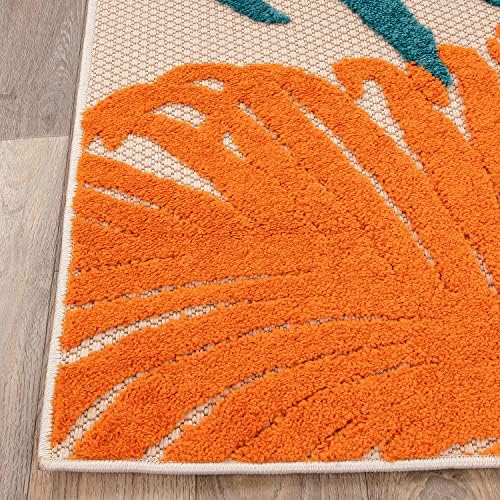 Rugshop Lucca Indoor/Outdoor Contemporary Floral Runner Rug Multi 2' x 7' - Image 5