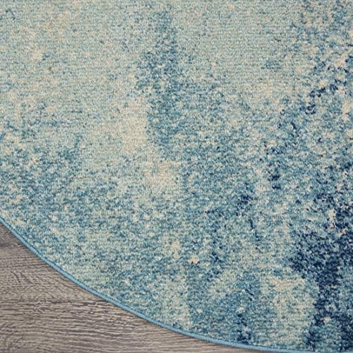 Nourison Home Passion Navy/Light Blue 8' x Round Area-Rug, Modern, Abstract, Easy-Cleaning, Non Shedding, Bed Room, Living Room, Dining Room, Kitchen, (8' Round) - Image 6
