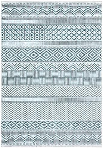 SAFAVIEH Washable Rug Outdoor Courtyard Collection - 4' x 5'7", Ivory & Turquoise, Non-Shedding & Easy Cleaning, Ideal for Patio, Backyard, Mudroom (CY8196-53512) - Image 2