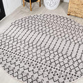 Eyely Moroccan Woven Round Rug 5 Ft Cream/Black, Indoor Outdoor Rug by eyely