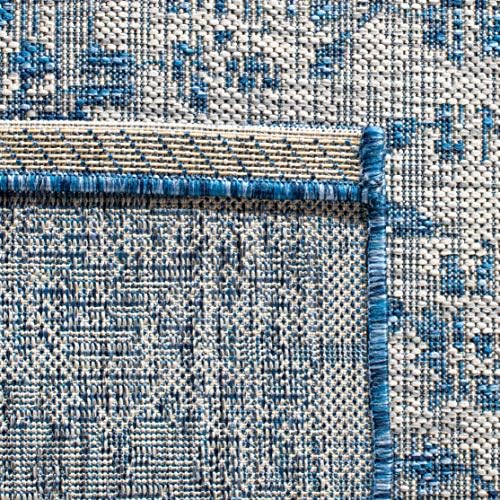 SAFAVIEH Washable Rug Outdoor Courtyard Collection - 6'7" x 9'6", Blue & Grey, Non-Shedding & Easy Cleaning, Ideal for Patio, Backyard, Mudroom (CY8720-36812) - Image 4