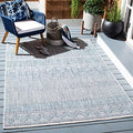 SAFAVIEH Washable Rug Outdoor Courtyard Collection - 6'7" Square, Ivory & Navy, Non-Shedding & Easy Cleaning, Ideal for Patio, Backyard, Mudroom (CY8196-53412) by Unknown