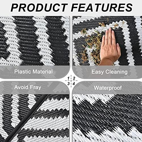 9' x 12', Plastic Straw Rug, Outdoor Patio Rugs, RV Rug, Large Floor Mat and Rugs for Outdoors, RV, Patio, Backyard, Deck, Picnic, Beach, Trailer, Camping, (Black&White | Diamond) - Image 7