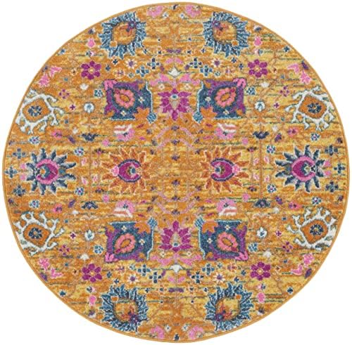 Nourison Home Passion Sunburst 4' x Round Area Rug, Boho, Moroccan, Bed Room, Living Room, Dining Room, Kitchen, Easy Clean, Non Shedding, (4' Round) - Image 3