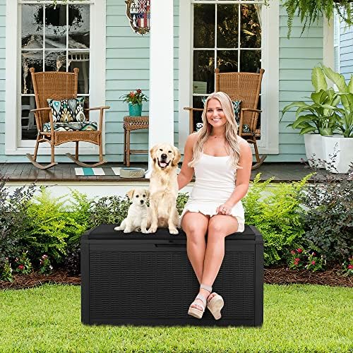 Devoko 100 Gallon Resin Waterproof Outdoor Storage Box with Cushion - Image 2