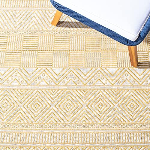 SAFAVIEH Washable Rug Outdoor Courtyard Collection - 9' x 12', Beige & Gold, Non-Shedding & Easy Cleaning, Ideal for Patio, Backyard, Mudroom (CY8196-56012) - Image 3