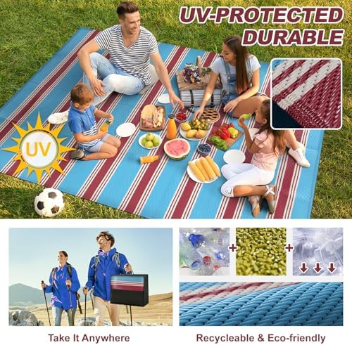 Lahome Striped Outdoor Plastic Straw Rug, 9x12 Outdoor Rug Waterproof Rug - Image 4
