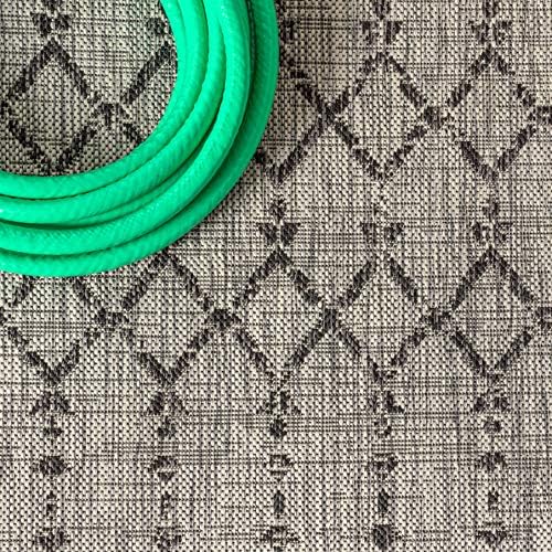 Eyely Moroccan Woven Round Rug 6 Ft Light Gray/Black, Indoor Outdoor Rug - Image 4