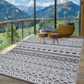 GlowSol 9x12 Outdoor Rug Waterproof Carpet with a Carry Bag Outdoor Plastic Straw Rug for Patio Modern Camping Mat Easy Cleaning Reversible Outdoor Carpet for Balcony Deck Backyard RV Picnic,Grey by GLOWSOL