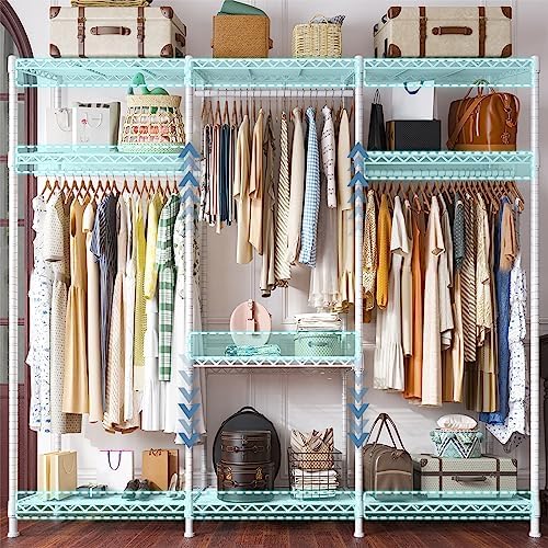 Raybee Clothes Rack Heavy Duty Load 795LBS Adjustable Clothing Racks for Hanging Clothes Garment Rack, 56" W X16 D X 75.5" H White - Image 3