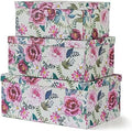 Soul & Lane - Floral Luxe Decorative Storage Boxes with Lids, Set of 3 by SoulLane