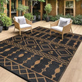 Acekool Outdoor Rug, 9x12 FT Reversible Plastic Straw Patio Camping Rugs, Waterproof Large Floor Mat and Rug for Outdoors, Outside Carpet for Rv, Deck, Camper, Picnic, Black & Brown by Acekool