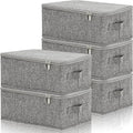 Soaoo 5 Pcs 15 x 10 x 6'' Fabric Storage Bins with Zipper Lids, Gray by Soaoo