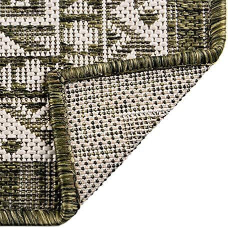 Rugs.com Outdoor Aztec Collection Rug – 8' x 11' Green Flatweave Rug Perfect for Living Rooms, Large Dining Rooms, Open Floorplans - Image 7