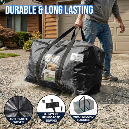 TAILI 8 Pack Black Extra Large Moving Bags,Storage Bag with Visible Window - Image 3