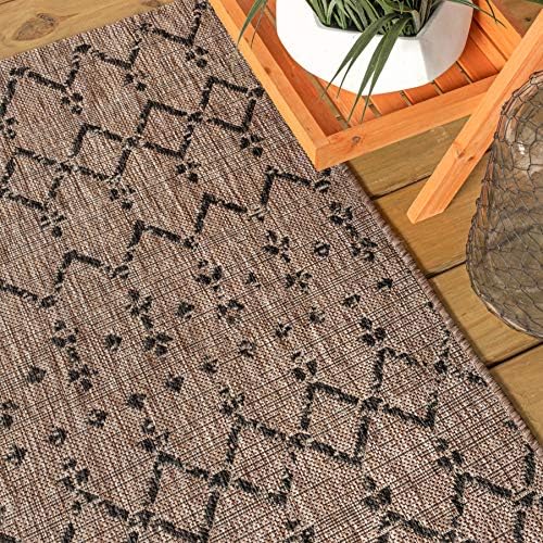 Eyely Moroccan Woven Square Rug 4X4 Natural/Black, Indoor Outdoor Rug - Image 5