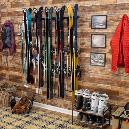 StoreYourBoard Ski Wall Mount Rack, Holds 5 Pairs of Skis, Supports 300 lbs - Image 6