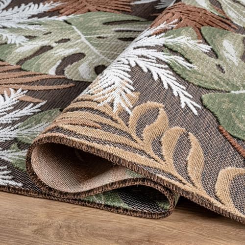 Luul Home Floral Indoor Outdoor Rugs 6x9 Large Area Rug for Living Room, Patio Decor, Kitchen, and Entryway Rug, Washable Stain Resistant Outside Carpet Brown 6 x 9 - Image 4