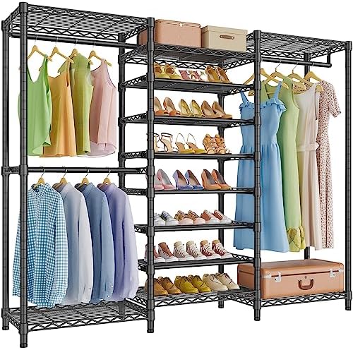 VIPEK S3 Heavy Duty Garment Rack with 8-Tier Shoe Rack, Black by VIPEK