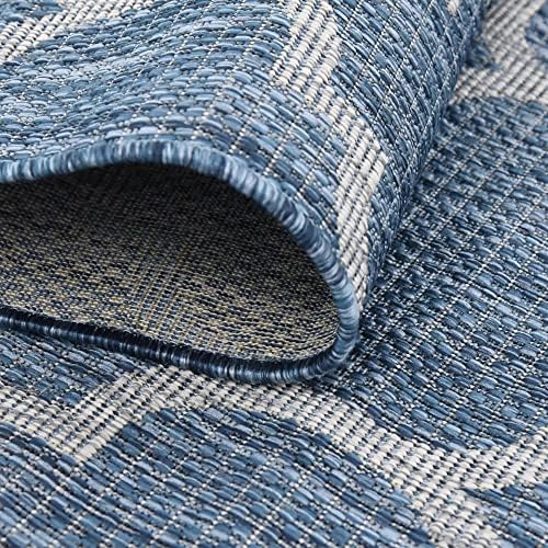 Unique Loom Outdoor Trellis Collection Area Rug (5' Square Navy Blue/Ivory) - Image 5