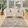 Nourison Home Aloha Ivory Blue 3'6" x 5'6" Area Rug - Easy Clean, Non Shedding, Bed Room, Living Room, Dining Room, Kitchen (4' x 6') by NourisonHome