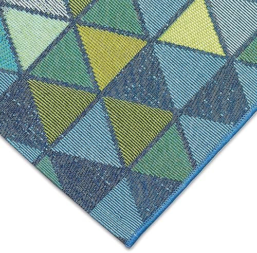 Liora Manne Marina Indoor/Outdoor Power Loomed Synthetic Blend Low Profile Area Rug - Transitional Contemporary (Triangle Border Grotto) (1'11" x 7'6") - Image 6