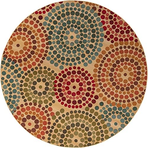 Unique Loom Outdoor Modern Collection Area Rug - Spark (10' Round, Beige/ Burgundy) - Image 3