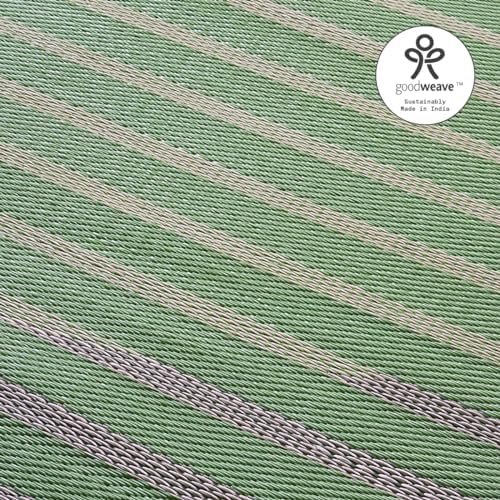Fab Habitat Striped Outdoor Rug - Waterproof, Fade Resistant, Crease-Free, Reversible - Premium Recycled Plastic - Patio Porch Balcony Deck - Kyoto - Green - 8 x 10 ft - Image 6
