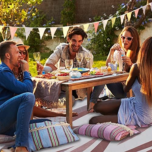 EEZ RV Products 9X12FT Durable RV Outdoor Rugs for Camping RV Mat Modern Wave Design - 9×12 Burgundy - Image 5