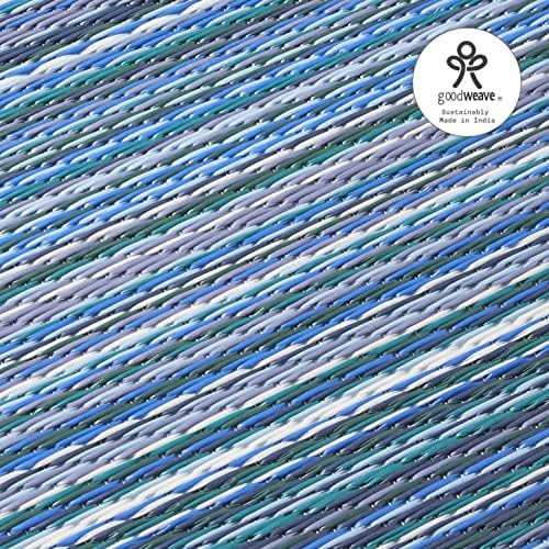 Fab Habitat Outdoor Rug - Waterproof, Fade Resistant, Crease-Free - Premium Recycled Plastic - Striped - Patio, Porch, Deck, Balcony - Cancun - Indigo - 5 x 8 ft - Image 6