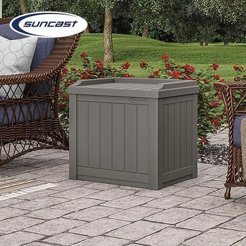 Suncast 22 Gallon Indoor or Outdoor Backyard Patio Small Storage Deck Box with Attractive Bench Seat and Reinforced Lid, Stone (4 Pack) - Image 4