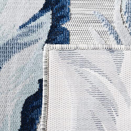 SAFAVIEH Washable Rug Outdoor Cabana Collection - 8' x 10', Grey & Navy, Non-Shedding & Easy to Clean, Ideal for Patio, Backyard, Mudroom (CBN452N) - Image 5