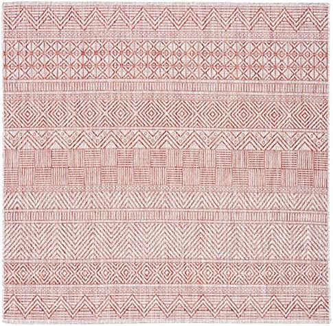 SAFAVIEH Washable Rug Outdoor Courtyard Collection - 6'7" Square, Beige & Rust, Non-Shedding & Easy Cleaning, Ideal for Patio, Backyard, Mudroom (CY8196-36512) by Unknown