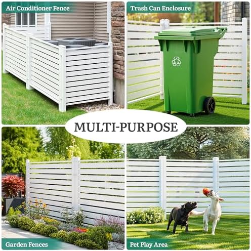 YITAHOME 44" W X 44" H Air Conditioner Fence Privacy Screen, Outdoor Trash Can Enclosure with Metal Stakes, Vinyl Pool Equipment Enclosure (4 Panels, White) - Image 5