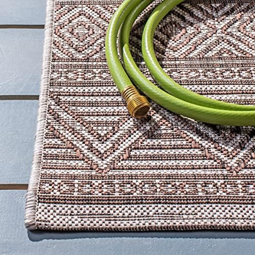 SAFAVIEH Washable Rug Outdoor Courtyard Collection - 6'7" x 9'6", Grey & Brown, Non-Shedding & Easy Cleaning, Ideal for Patio, Backyard, Mudroom (CY8196-36312) - Image 3