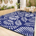 StepRite Outdoor Rug, Patio Rug, Plastic Straw Camping Rugs, Large Waterproof Area Rug and Mat for Outdoors, RV, Patio, Backyard, Deck, Porch, Beach, Balcony, (8'x 10', White & Blue) by Bringcushiontoyourlife