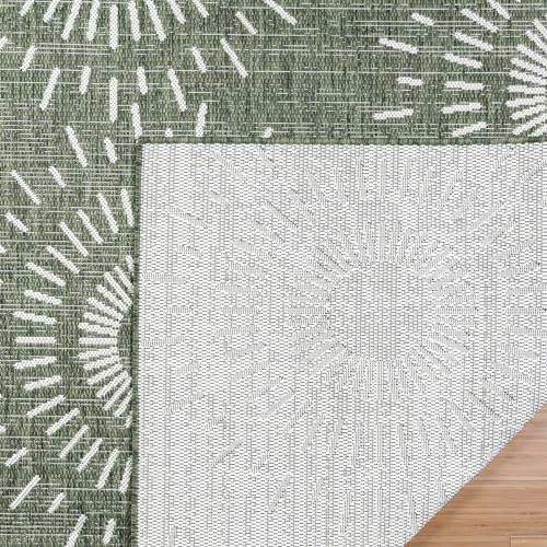 Gertmenian Indoor/Outdoor Flatweave Area Rug - 6x9 Medium, Stain & UV Resistant, Ideal for High Traffic Areas in Deck, Patio, Mudroom - Geometric, Green, 32457 - Image 5
