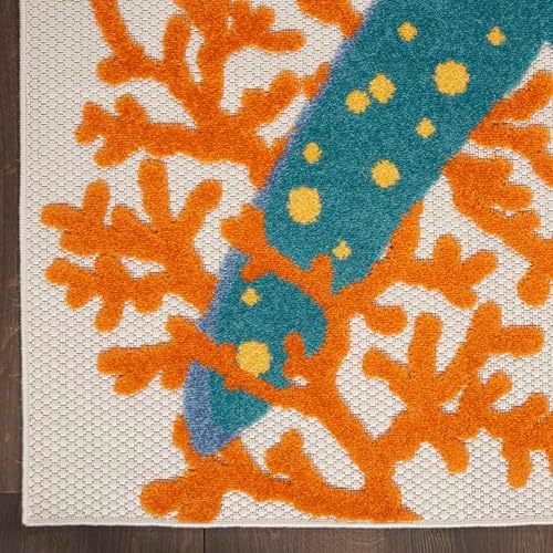 Nourison Home Aloha Multicolor 9' x 12' Area Rug - Easy Clean, Non Shedding, Bed Room, Living Room, Dining Room, Kitchen (9' x 12') - Image 7