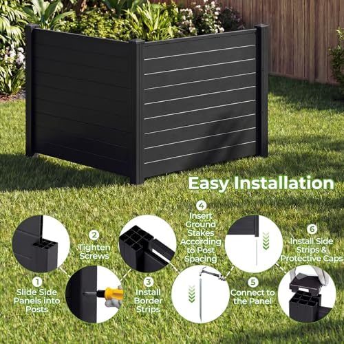 GIANTEX No-Dig Air Conditioner Fence, 2 Panels, 48''W x 36''H, Black - Image 5