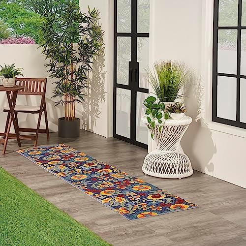 Nourison Home Aloha Navy Multicolor 2'3" x 8' Area Rug - Easy Clean, Non Shedding, Bed Room, Living Room, Dining Room, Kitchen (8' Runner) - Image 3