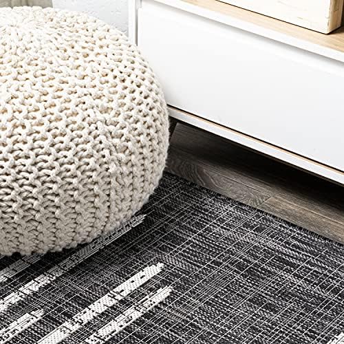 JONATHAN Y Stripe Geometric Indoor Outdoor Runner Rug 2X10 Black/Ivory, Zolak Berber for Backyard, Patio, Porch, Easy-Cleaning, High Traffic, Pet-Friendly, Non-Shedding (SMB124E-210) - Image 4