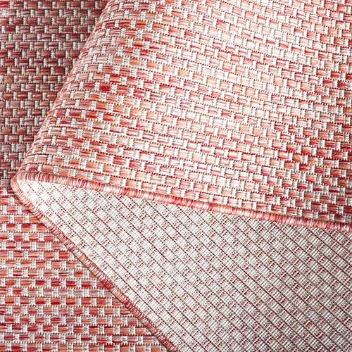 SAFAVIEH Washable Rug Outdoor Courtyard Collection - 2'3" x 22' Runner, Red & Beige, Non-Shedding & Easy Cleaning, Ideal for Patio, Entryway, Mudroom, Hallway, Kitchen (CY8521-36521) - Image 7