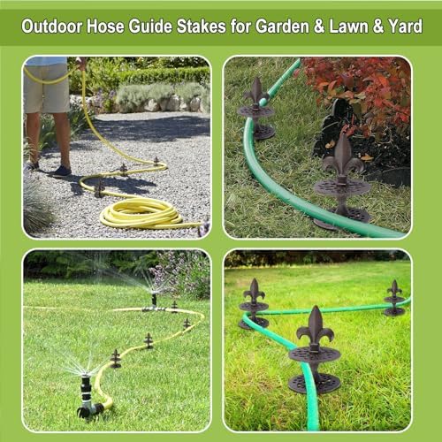 OwnMy 4PCS Cast Iron Garden Hose Guide Stakes Heavy Duty Hose Guide Spikes - Image 6