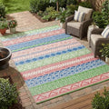 Boho 8x10 Plastic Straw Rug Reversible Mat Outdoor Bohemia Area Rug Waterproof Patio Rugs Outdoor Camping Rugs for RV Porch Deck Camper Balcony Backyard Easy Clean Picnic Mat, Green Blue by Unknown
