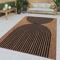 Paco Home Indoor and Outdoor Rug Boho Abstract Line Pattern in Black Brown, Size: 4' x 5'3" by PacoHome